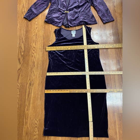 Vintage 80’s 90’s Velvet Dress & Vintage Jacket Set Royal Purple Sparkle Holiday - Picture 9 of 17